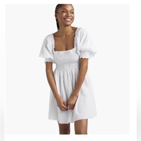 NWT Hill House Athena Nap Mini Graduation Bridal Dress Sheer White Swiss Dot S - Picture 1 of 5